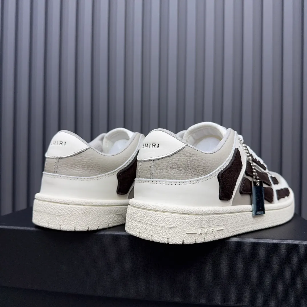 Men's men's shoes 💰600 AMIRI high street sneakers with bone sports shoes, toe layer cowhide upper, upper side bones, hand-stitched, good three-dimensional effect, customized metal LOGO, size 38-45 46